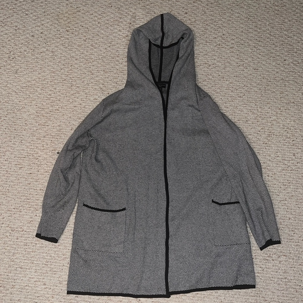 Black and white cardigan with hood
